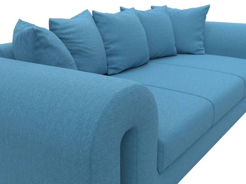 Диван прямой Волна, Рогожка, Амур 10 голубой