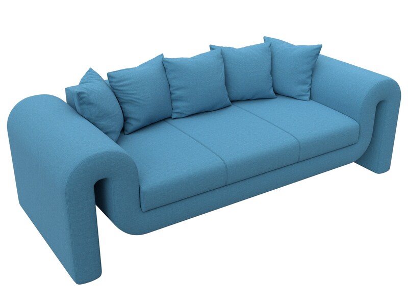 Диван прямой Волна, Рогожка, Амур 10 голубой