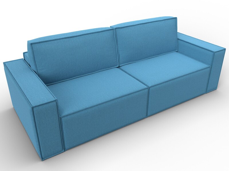 Диван прямой Куба, Рогожка, Амур 10 голубой