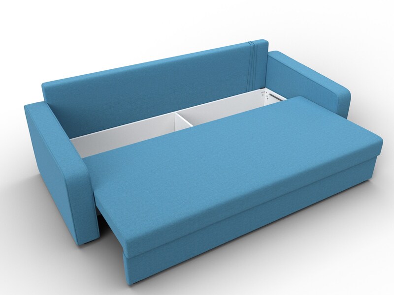 Диван прямой Лига-009, Рогожка, Амур 10 голубой