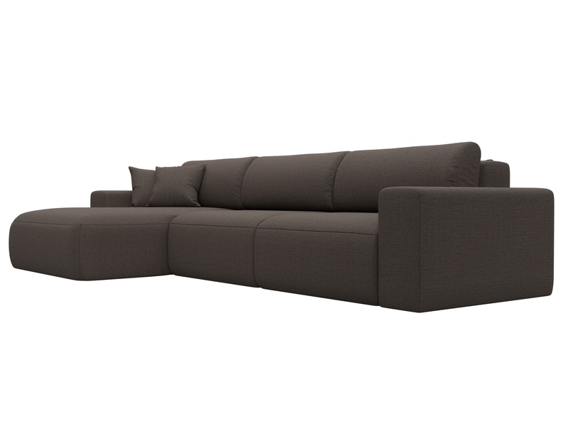 Диван угловой Лига-036 НПБ Классик Лонг левый угол, Рогожка, Амур 05 коричневый