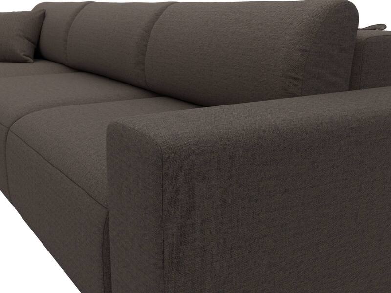 Диван угловой Лига-036 НПБ Классик Лонг левый угол, Рогожка, Амур 05 коричневый