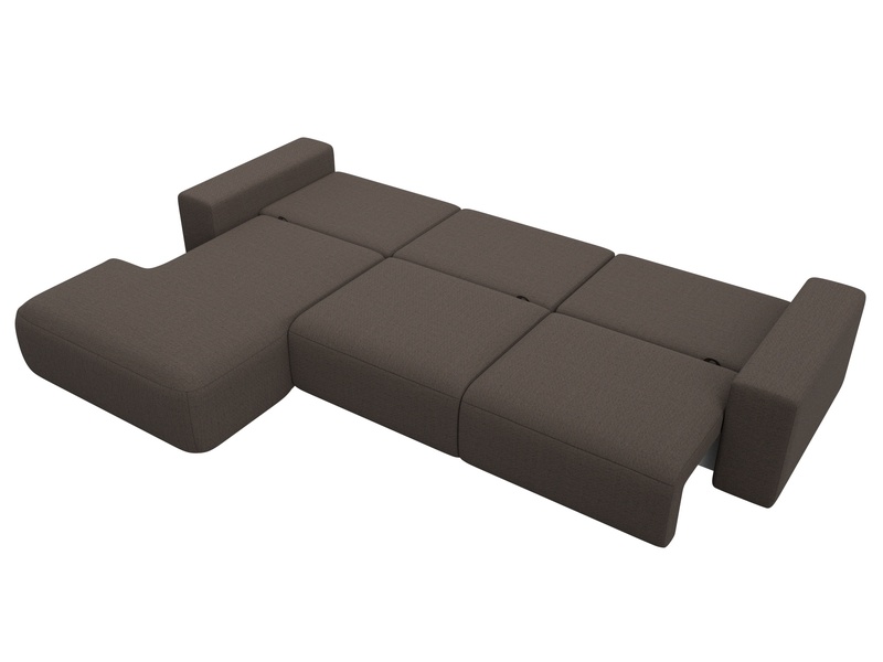 Диван угловой Лига-036 НПБ Классик Лонг левый угол, Рогожка, Амур 05 коричневый