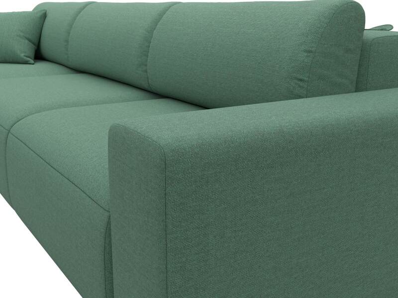 Диван угловой Лига-036 НПБ Классик Лонг левый угол, Рогожка, Амур 11 зеленый