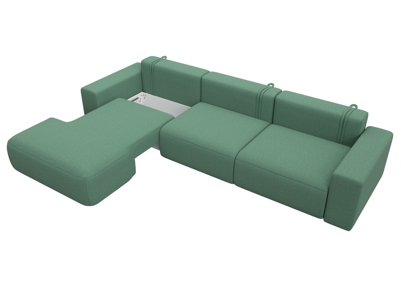Диван угловой Лига-036 НПБ Классик Лонг левый угол, Рогожка, Амур 11 зеленый