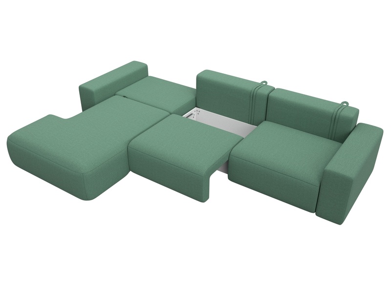 Диван угловой Лига-036 НПБ Классик Лонг левый угол, Рогожка, Амур 11 зеленый