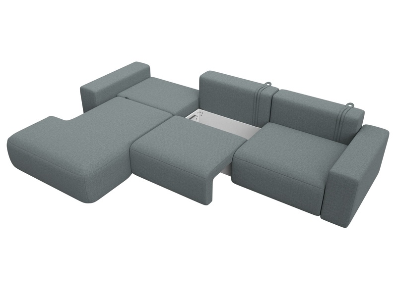 Диван угловой Лига-036 НПБ Классик Лонг левый угол, Рогожка, Амур 07 серый