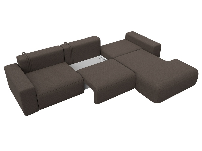 Диван угловой Лига-036 НПБ Классик Лонг правый угол, Рогожка, Амур 05 коричневый