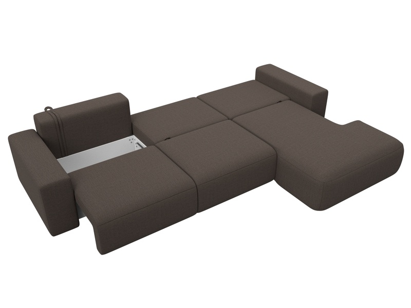 Диван угловой Лига-036 НПБ Классик Лонг правый угол, Рогожка, Амур 05 коричневый