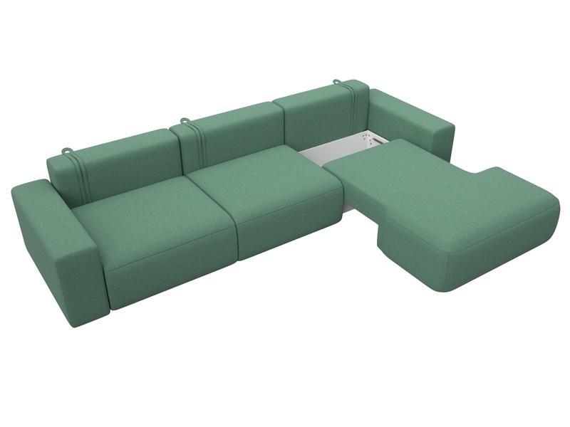 Диван угловой Лига-036 НПБ Классик Лонг правый угол, Рогожка, Амур 11 зеленый