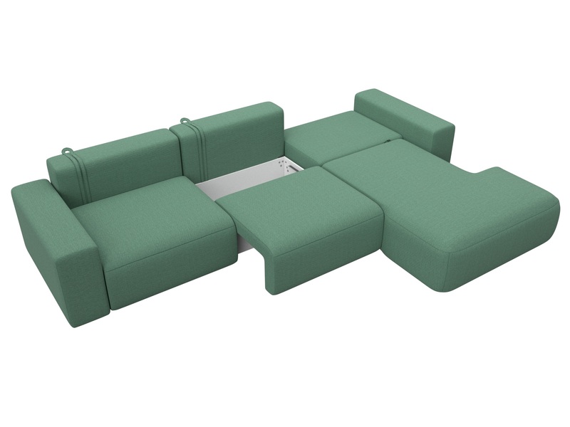 Диван угловой Лига-036 НПБ Классик Лонг правый угол, Рогожка, Амур 11 зеленый