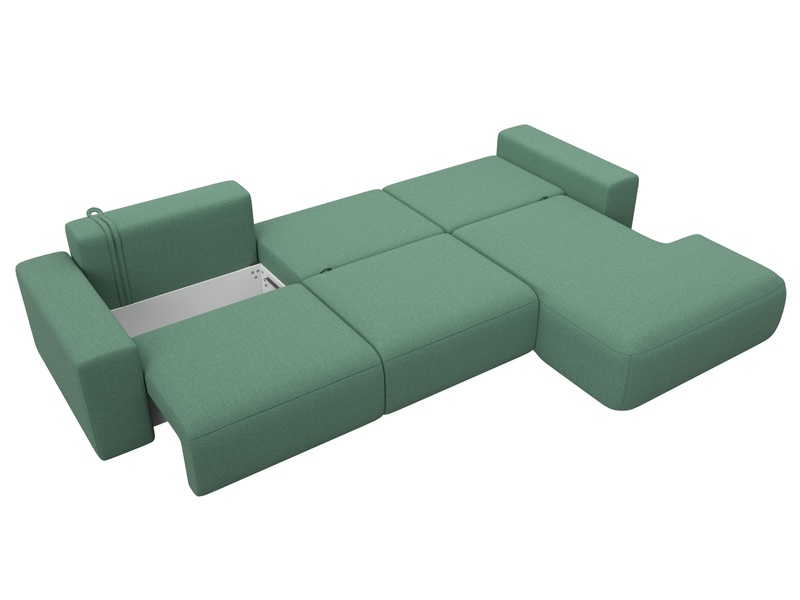 Диван угловой Лига-036 НПБ Классик Лонг правый угол, Рогожка, Амур 11 зеленый