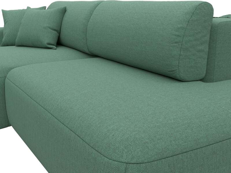 Диван угловой Лига-036 НПБ Модерн левый угол, Рогожка, Амур 11 зеленый