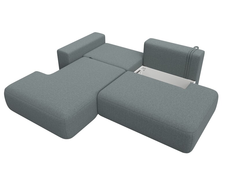 Диван угловой Лига-036 НПБ Модерн левый угол, Рогожка, Амур 07 серый