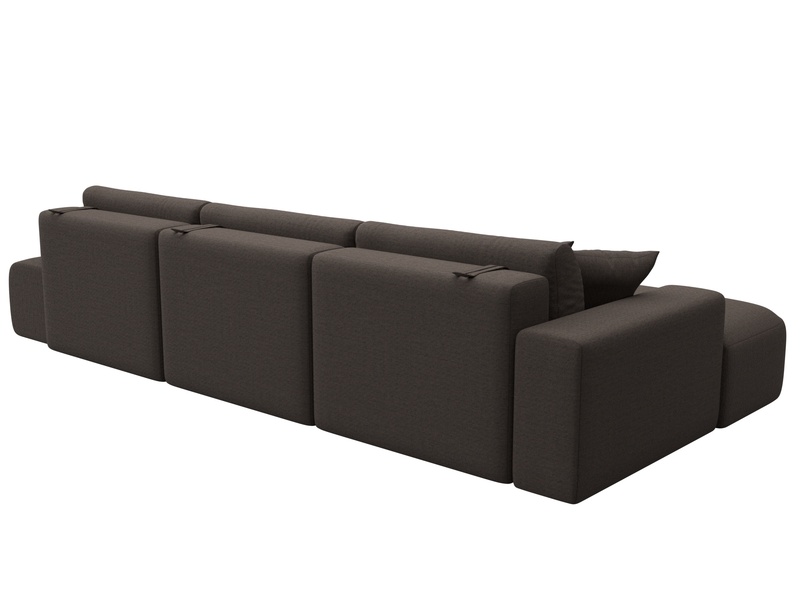 Диван угловой Лига-036 НПБ Модерн Лонг левый угол, Рогожка, Амур 05 коричневый