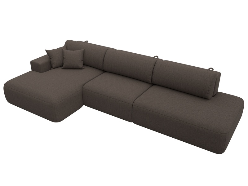 Диван угловой Лига-036 НПБ Модерн Лонг левый угол, Рогожка, Амур 05 коричневый