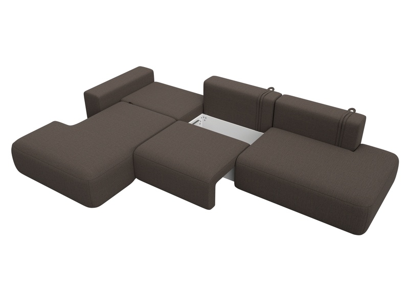 Диван угловой Лига-036 НПБ Модерн Лонг левый угол, Рогожка, Амур 05 коричневый