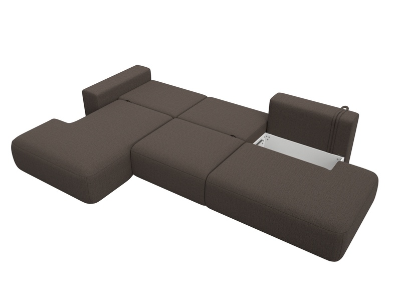 Диван угловой Лига-036 НПБ Модерн Лонг левый угол, Рогожка, Амур 05 коричневый