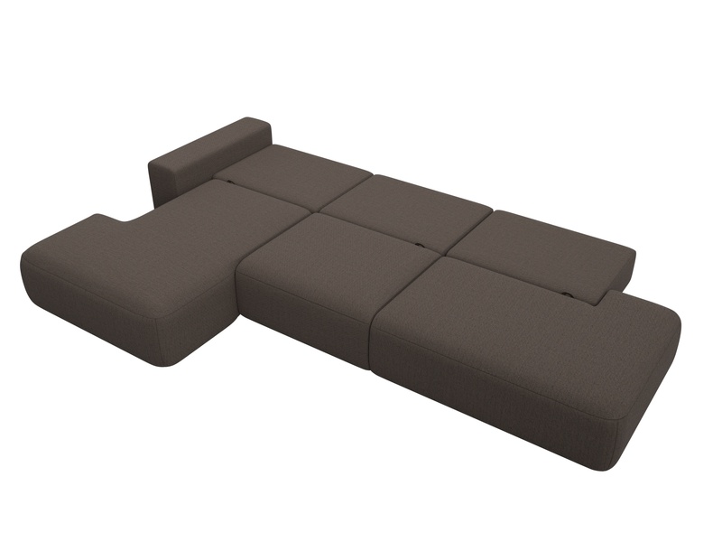 Диван угловой Лига-036 НПБ Модерн Лонг левый угол, Рогожка, Амур 05 коричневый