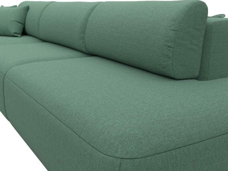 Диван угловой Лига-036 НПБ Модерн Лонг левый угол, Рогожка, Амур 11 зеленый