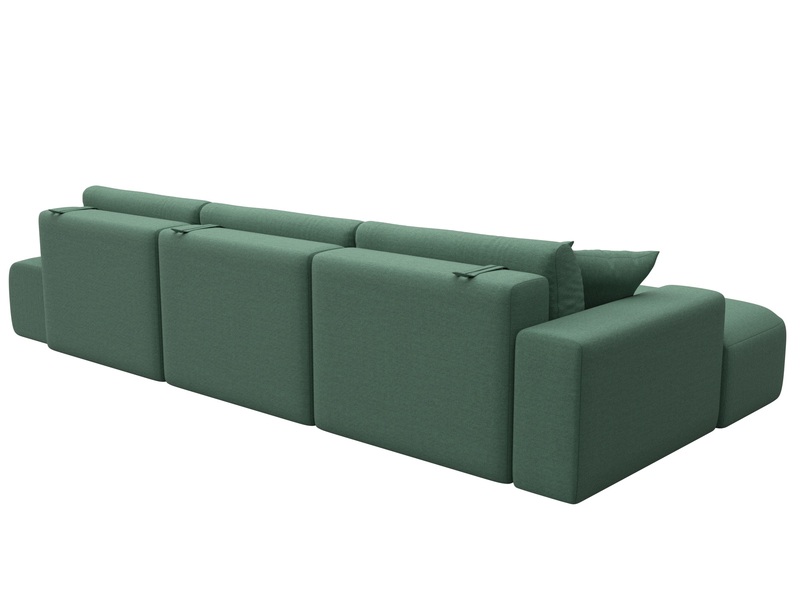 Диван угловой Лига-036 НПБ Модерн Лонг левый угол, Рогожка, Амур 11 зеленый