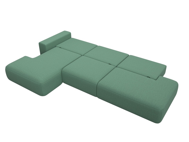 Диван угловой Лига-036 НПБ Модерн Лонг левый угол, Рогожка, Амур 11 зеленый
