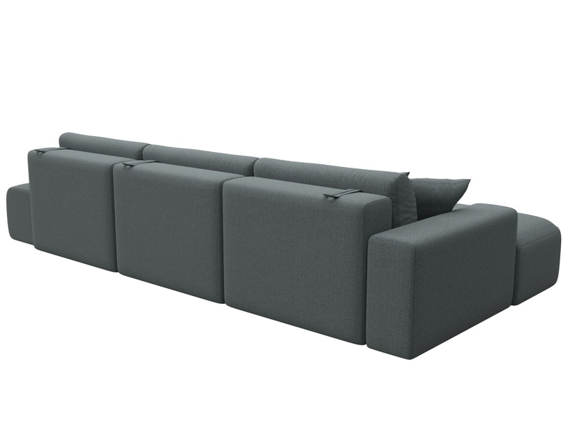 Диван угловой Лига-036 НПБ Модерн Лонг левый угол, Рогожка, Амур 07 серый