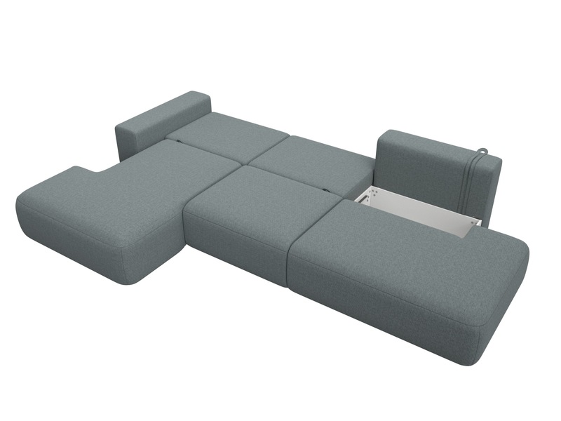 Диван угловой Лига-036 НПБ Модерн Лонг левый угол, Рогожка, Амур 07 серый