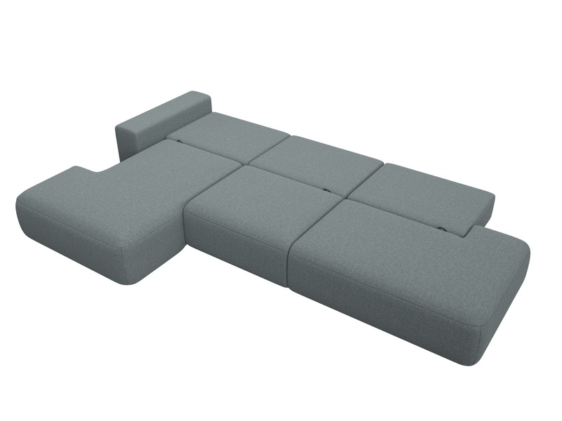 Диван угловой Лига-036 НПБ Модерн Лонг левый угол, Рогожка, Амур 07 серый