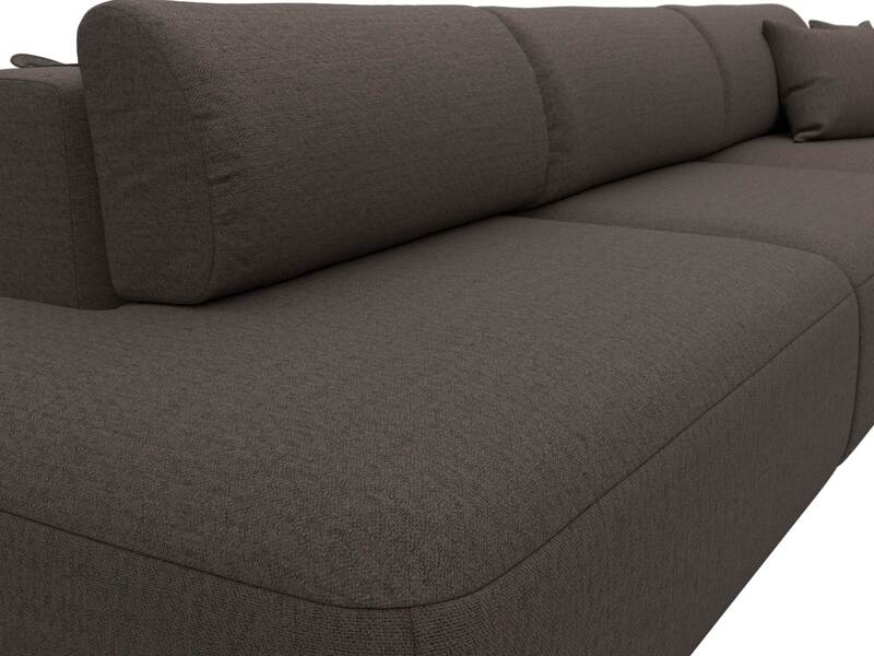 Диван угловой Лига-036 НПБ Модерн Лонг правый угол, Рогожка, Амур 05 коричневый