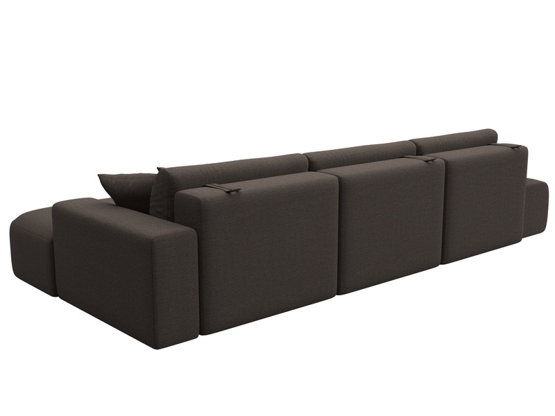 Диван угловой Лига-036 НПБ Модерн Лонг правый угол, Рогожка, Амур 05 коричневый