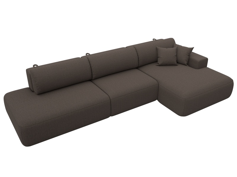 Диван угловой Лига-036 НПБ Модерн Лонг правый угол, Рогожка, Амур 05 коричневый