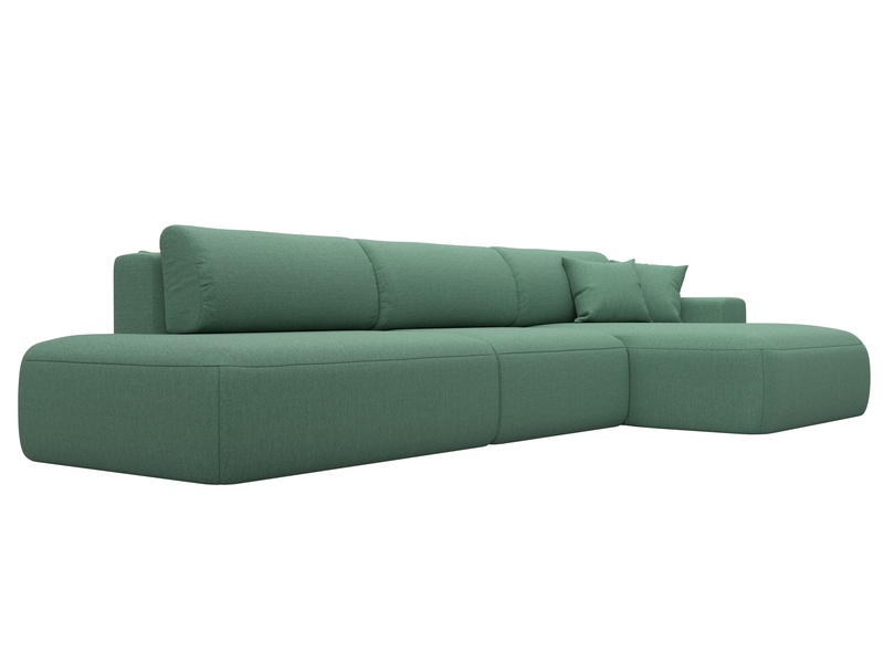 Диван угловой Лига-036 НПБ Модерн Лонг правый угол, Рогожка, Амур 11 зеленый