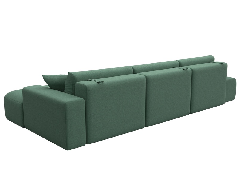 Диван угловой Лига-036 НПБ Модерн Лонг правый угол, Рогожка, Амур 11 зеленый