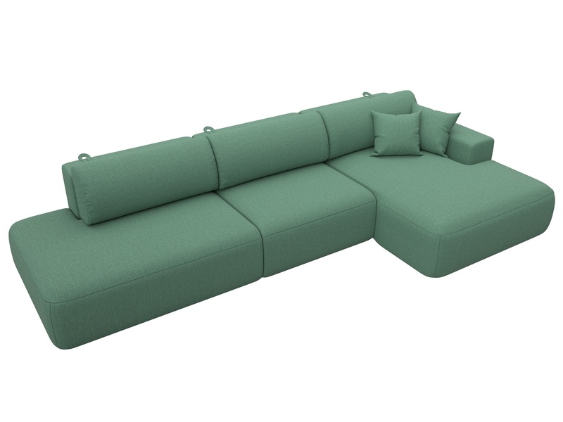 Диван угловой Лига-036 НПБ Модерн Лонг правый угол, Рогожка, Амур 11 зеленый