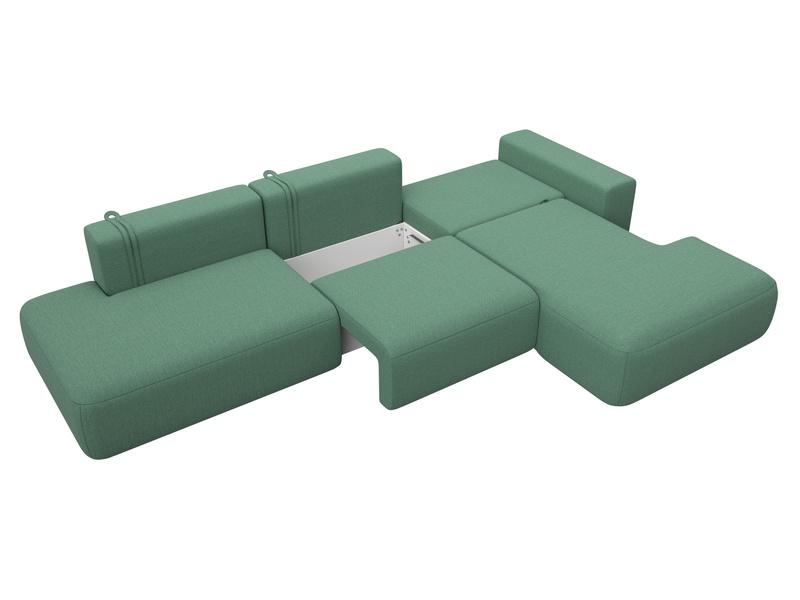 Диван угловой Лига-036 НПБ Модерн Лонг правый угол, Рогожка, Амур 11 зеленый