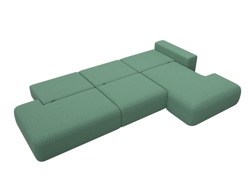 Диван угловой Лига-036 НПБ Модерн Лонг правый угол, Рогожка, Амур 11 зеленый