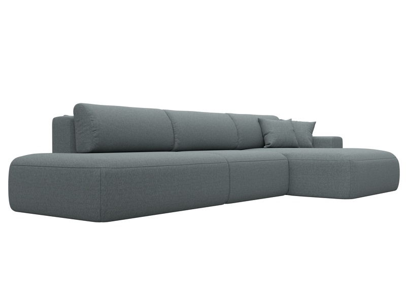 Диван угловой Лига-036 НПБ Модерн Лонг правый угол, Рогожка, Амур 07 серый