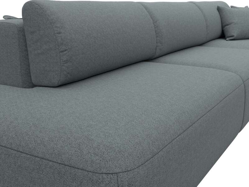 Диван угловой Лига-036 НПБ Модерн Лонг правый угол, Рогожка, Амур 07 серый