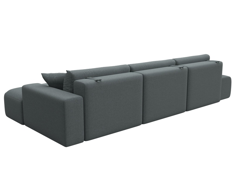 Диван угловой Лига-036 НПБ Модерн Лонг правый угол, Рогожка, Амур 07 серый