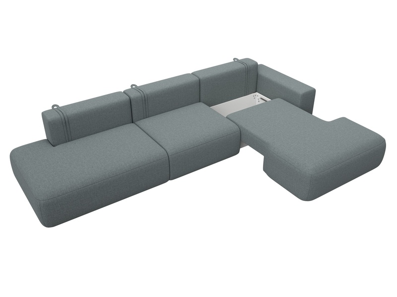 Диван угловой Лига-036 НПБ Модерн Лонг правый угол, Рогожка, Амур 07 серый