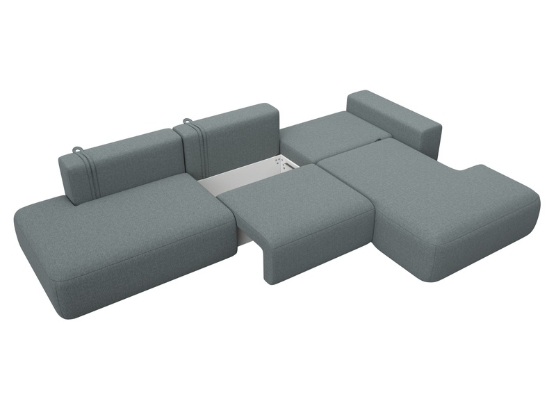 Диван угловой Лига-036 НПБ Модерн Лонг правый угол, Рогожка, Амур 07 серый