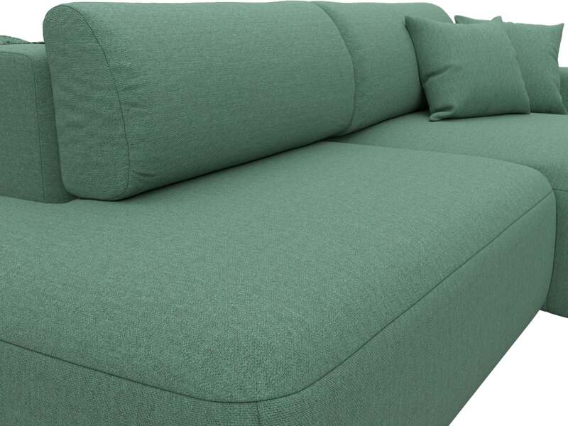 Диван угловой Лига-036 НПБ Модерн правый угол, Рогожка, Амур 11 зеленый