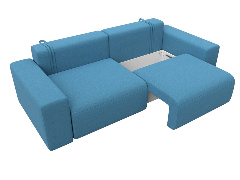 Диван прямой Лига-036 НПБ Классик, Рогожка, Амур 10 голубой