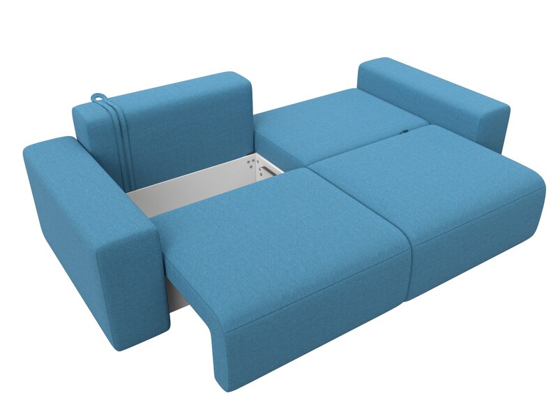 Диван прямой Лига-036 НПБ Классик, Рогожка, Амур 10 голубой