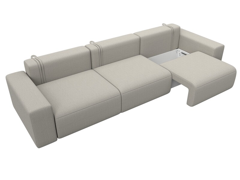 Диван прямой Лига-036 НПБ Классик Лонг, Рогожка, Амур 02 бежевый