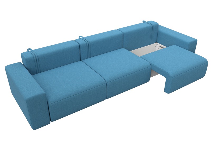 Диван прямой Лига-036 НПБ Классик Лонг, Рогожка, Амур 10 голубой