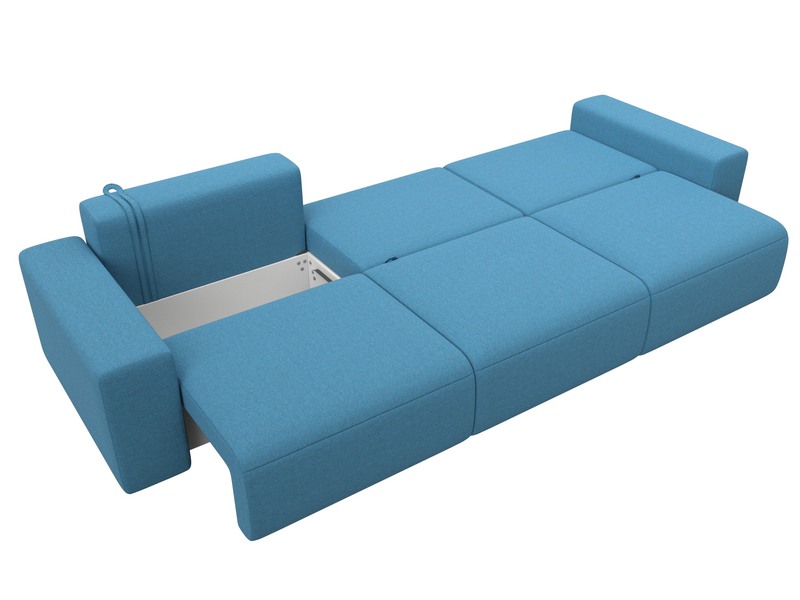 Диван прямой Лига-036 НПБ Классик Лонг, Рогожка, Амур 10 голубой