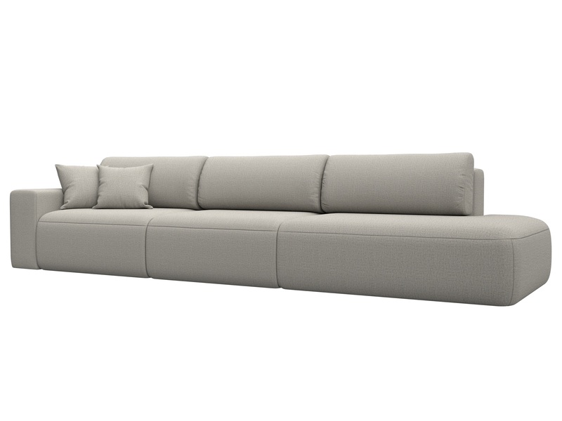 Диван прямой Лига-036 НПБ Модерн Лонг подлокотник слева, Рогожка, Амур 02 бежевый