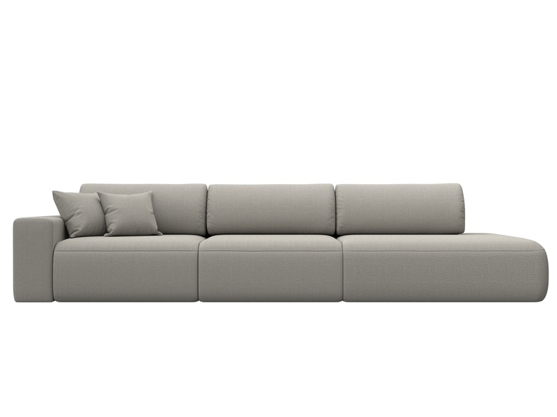 Диван прямой Лига-036 НПБ Модерн Лонг подлокотник слева, Рогожка, Амур 02 бежевый